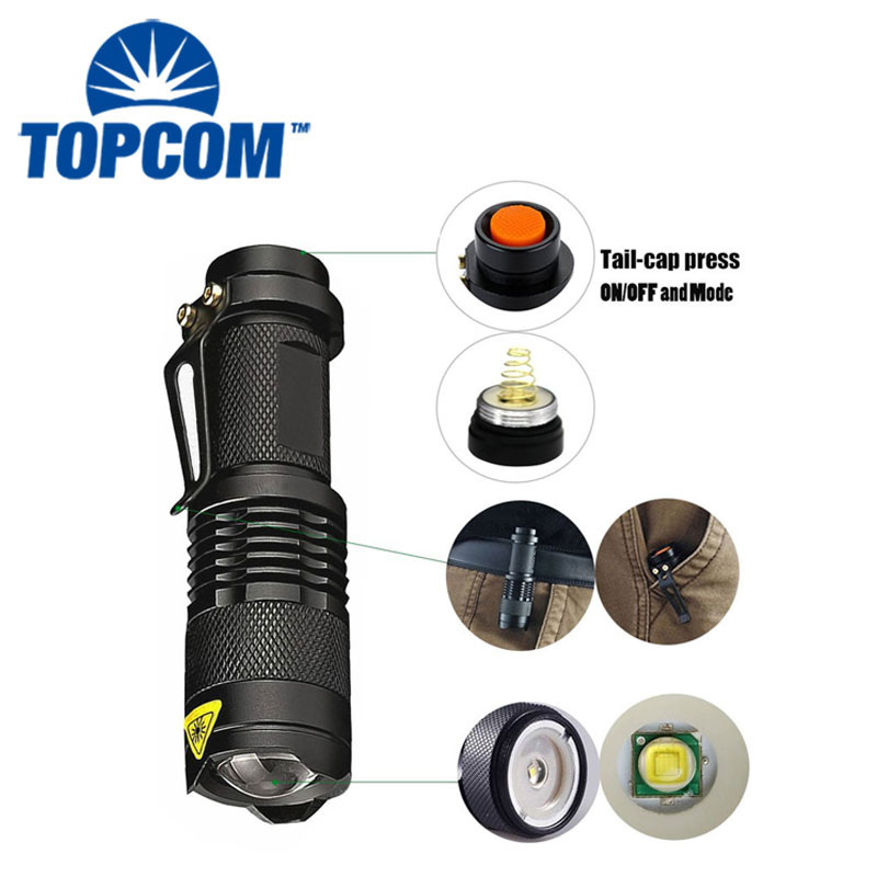 Zoom Portable Rechargeable Aluminium Ultra Bright Mini Torch Led Flashlight