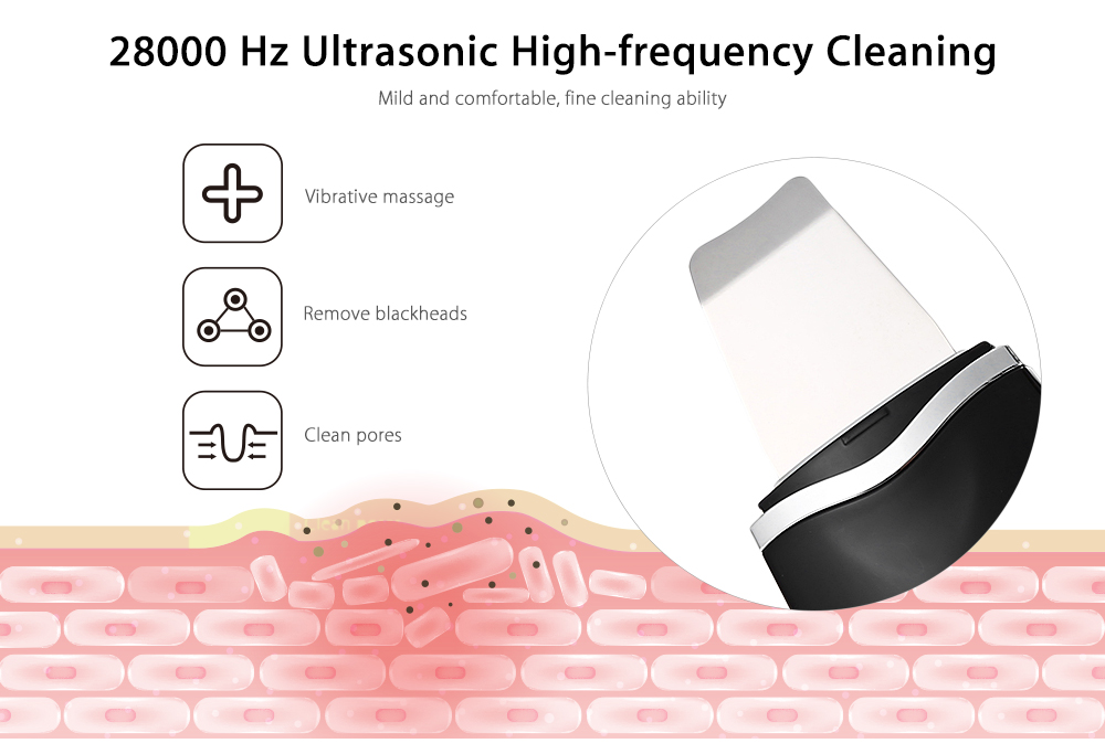 New 2018 Rechargeable Ultrasonic Face Skin Scrubber face skin cleaner blackhead  acne  remover shenzhen