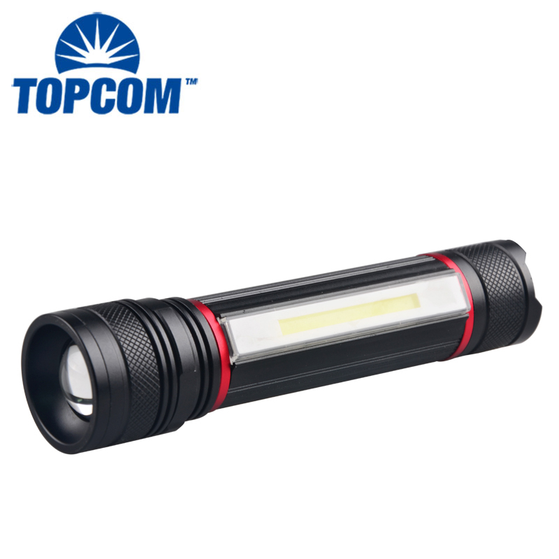 Zoomable 5 Modes 10W High Power XML T6 LED + COB Outdoor Water Resistance Flashlight LED