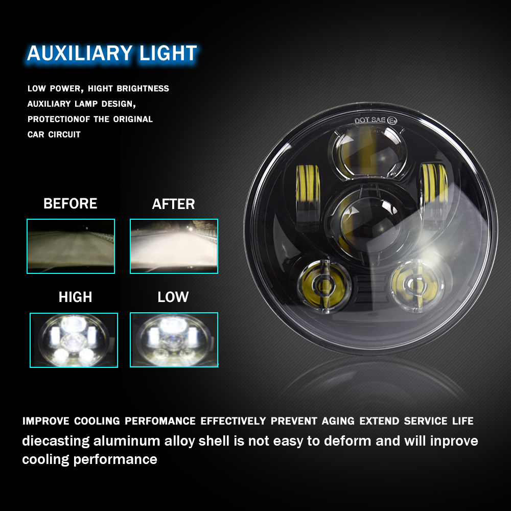 Auto Led headlights 5.75inch  round led headlight  for motorcycle