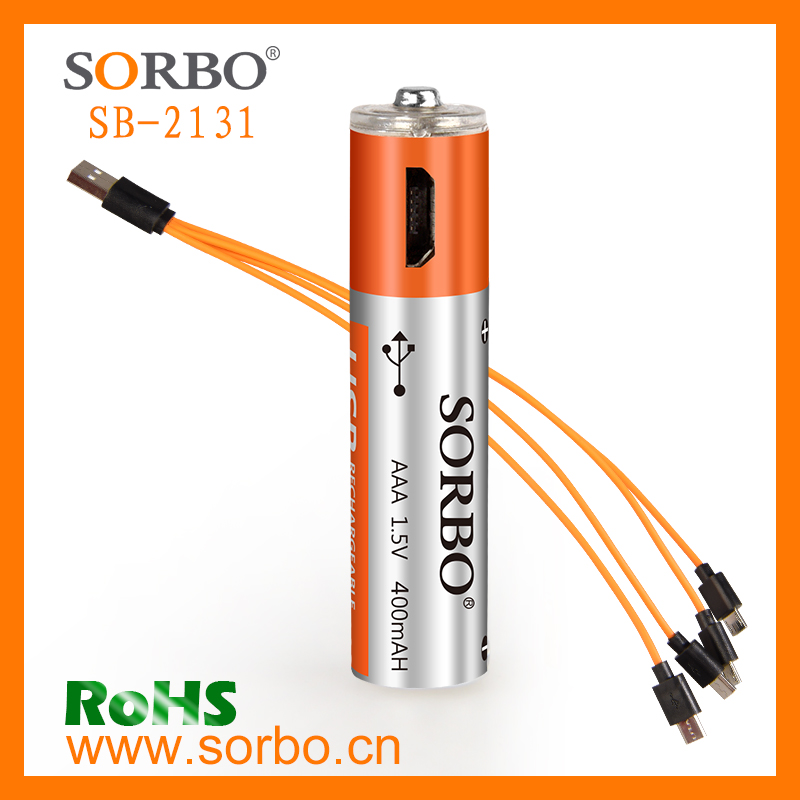 Sorbo New Battery USB Rechargeable AAA 1.5V Battery