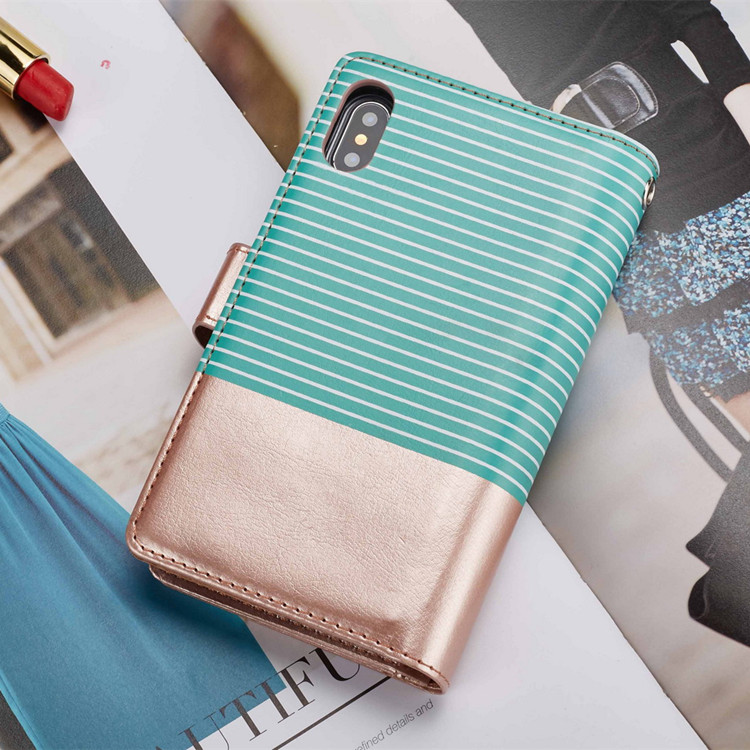 For iPhone X Wallet Case 2017 New Stripe Nine 9 Card Slots Leather Phone Case Bag for iPhone 10