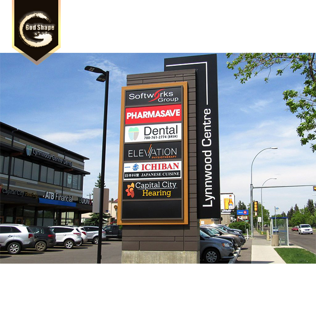 Outdoor electric aluminium illuminated led digital pylon sign advertising illuminate pylon sign board