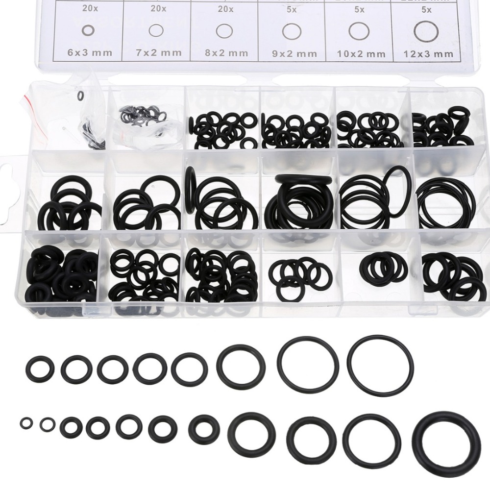 225 pcs Rubber O Ring O-Ring Washer Seals Watertightness Assortment Different Size With Plastic Box Kit Set