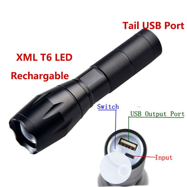 Bike Light USB Rechargeable Emergency Zoomable Led Lamp USB Tactical Flashlight