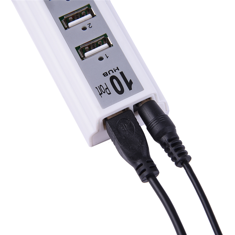USB 2.0 Hi-speed 480Mbps 10 Ports USB Hub + Power Adaptor For PC Notebook Laptop with Retail Package