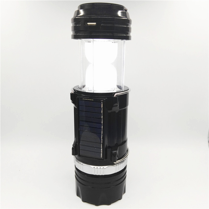 Solar 8 led lantern with 3w zoomable flashlight torch