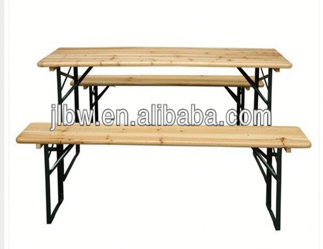 Outdoor Wooden Beer Table Bench Pub Table Set Foldable Furniture