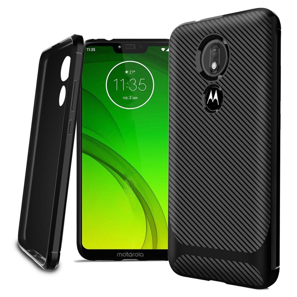 Carbon Fiber Silicon Back Cover For Motorola Moto G7 Power Phone Case
