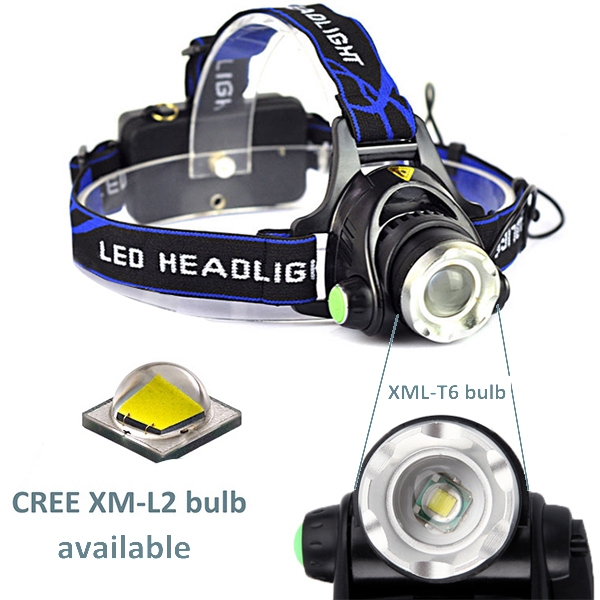 High Power Zoom 3 Modes T6 Led Rechargeable Lighting Headlamp