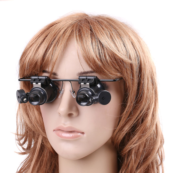 20X high Quality Magnifying Glass LED Magnifier with light microscope Double Eye lupa Glasses Loupe Lens Watch Repair binoculars