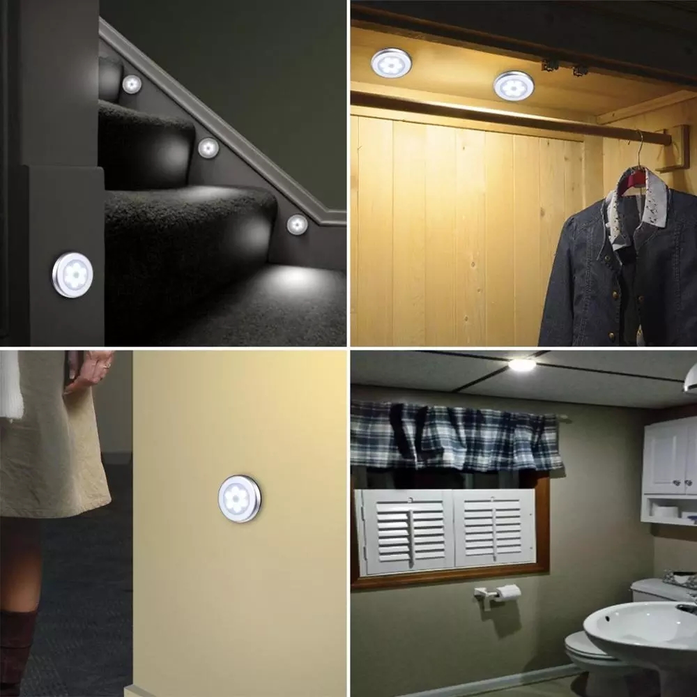 Ningbo Amazon's hot sells 6 led round Motion Sensor Light, Cordless Battery-Powered LED Night Light, Stick-anywhere Closet Light