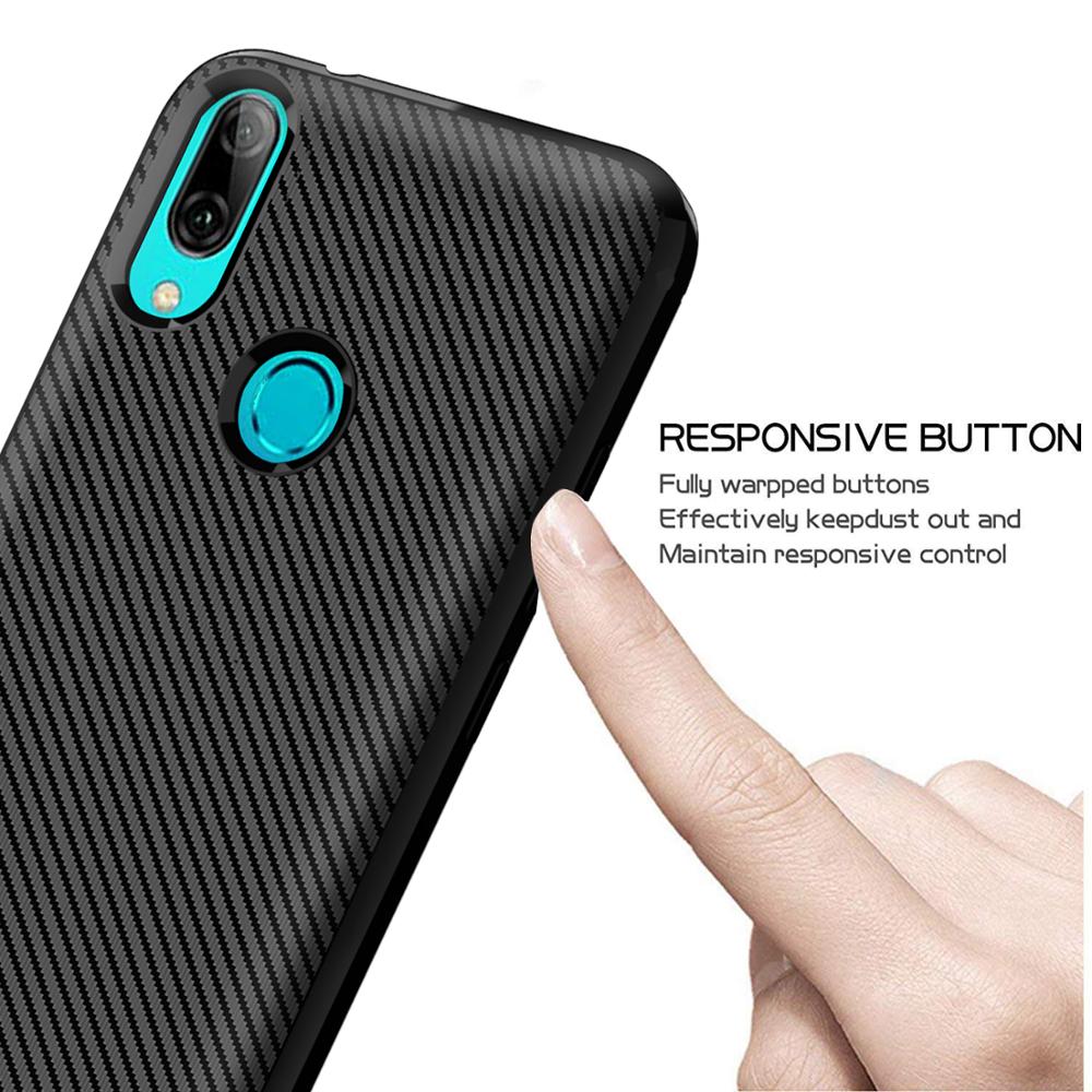 Carbon Fiber Silicon Back Cover For Huawei P Smart 2019 Phone Case