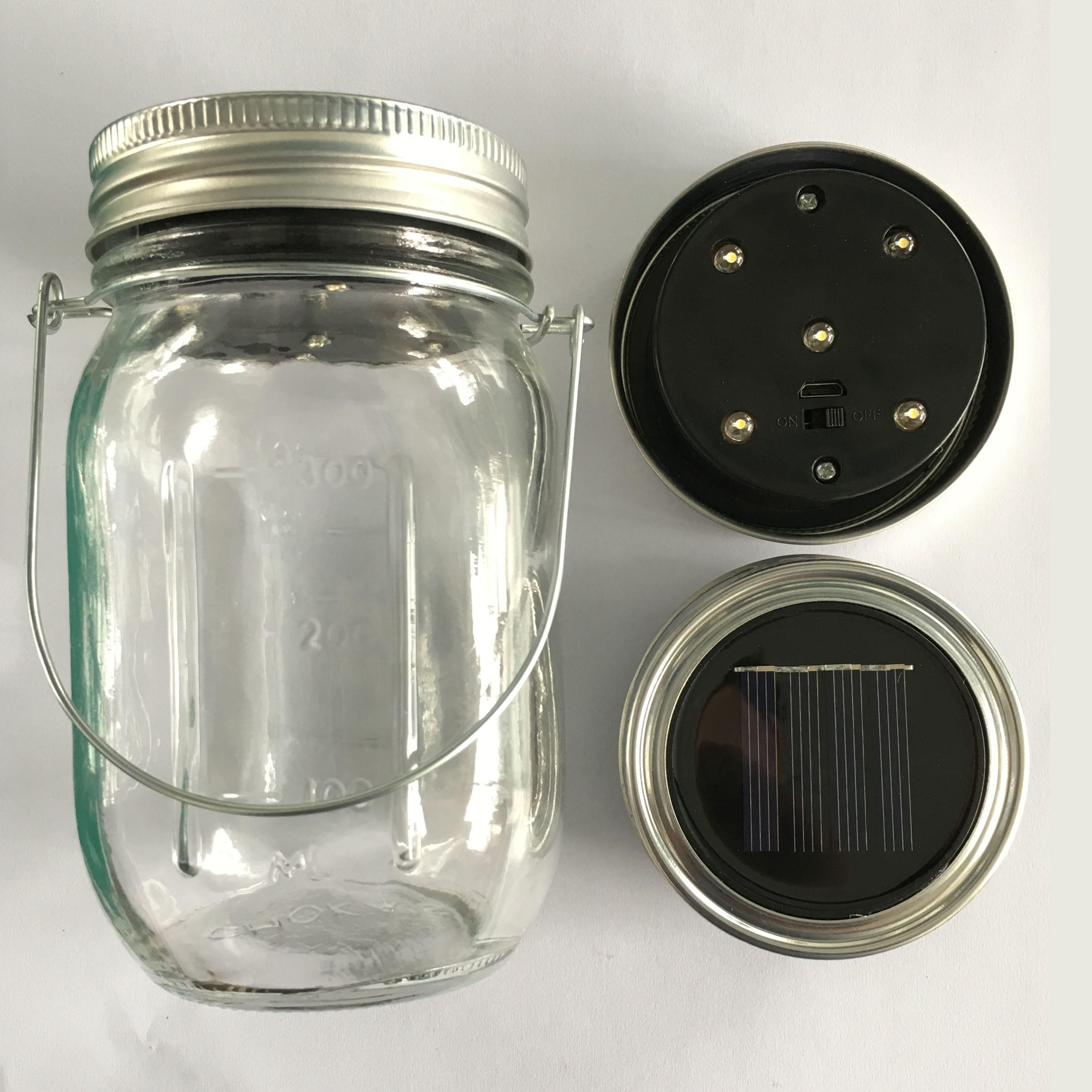 Solar mason jar light USB rechargeable solar jar light solar string jar light