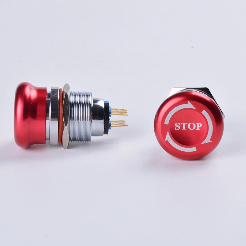 22mm Emergency Stop Button Switch 1NO 1NC Waterproof Stainless Steel Mushroom Metal Aluminum Latching Button Switch