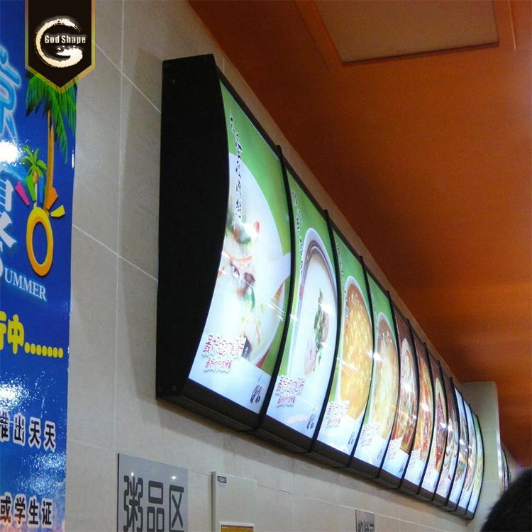 Menu Curved LightBox restaurant wall mounted acrylic illuminated led menu light boxes