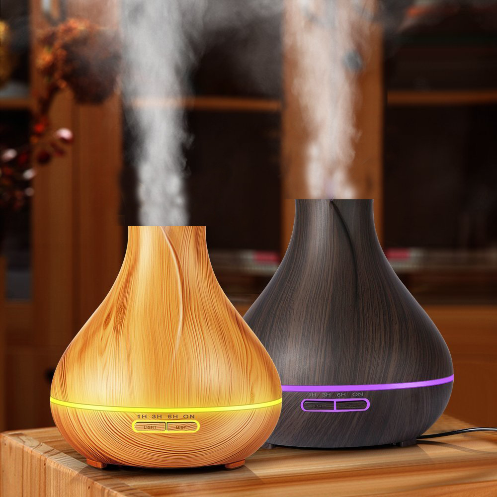 Cool Mist Humidifier Ultrasonic Aroma Essential Oil Diffuser for Office Home Bedroom Living Room Study Yoga Spa - Wood Grain