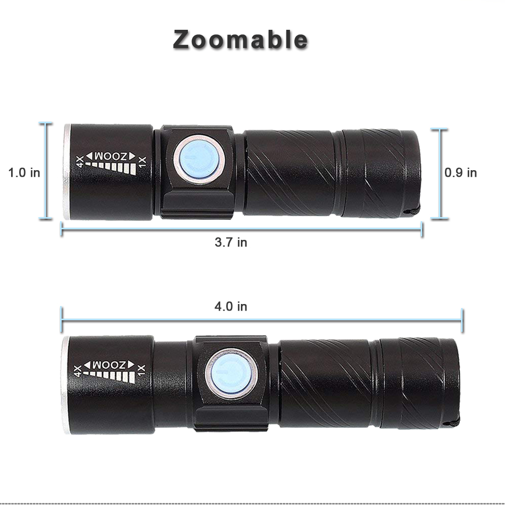 Mini usb rechargeable zoom torch light waterproof lanterna de led for bike