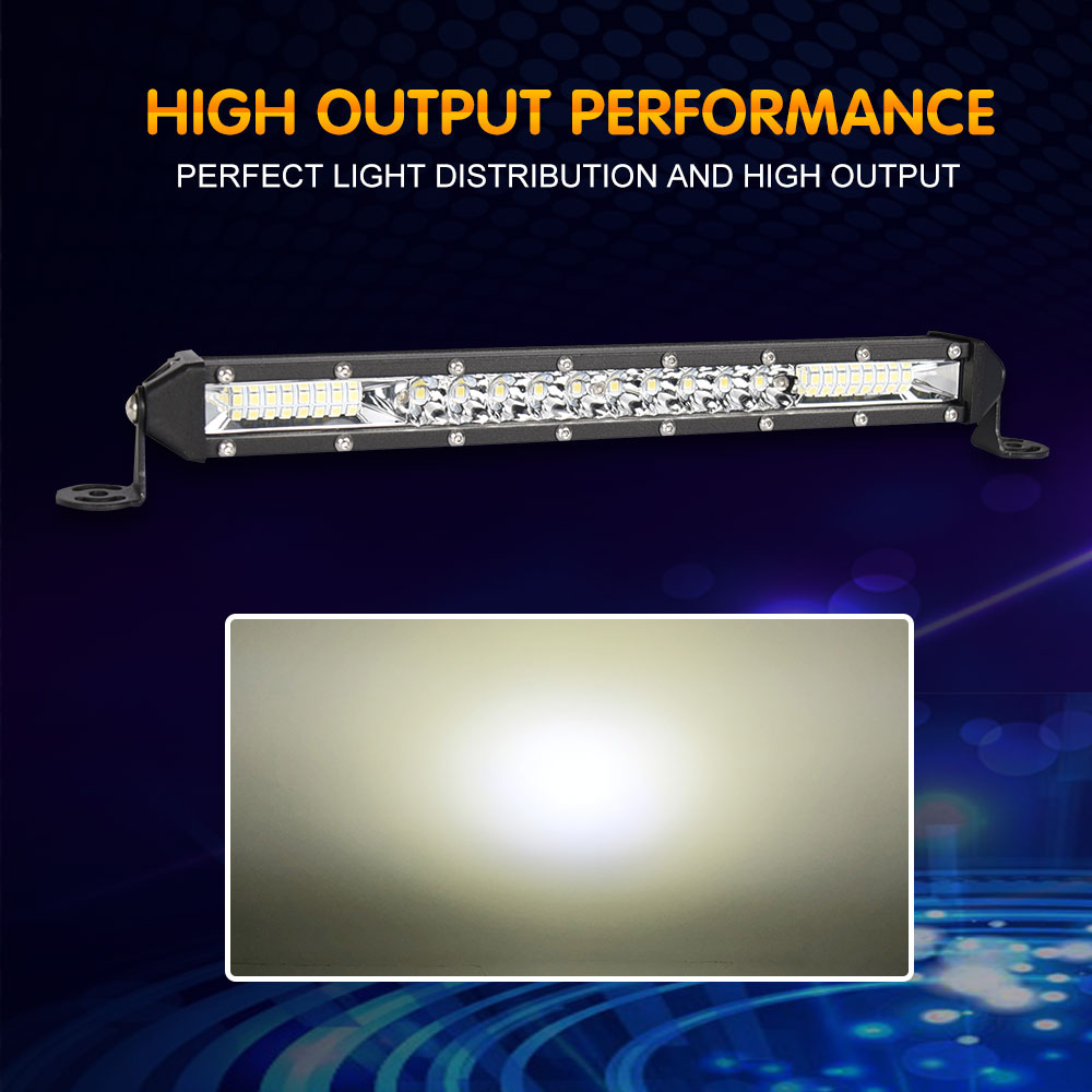 single row 120w super slim light bar in car chip waterproof off road led light bar for truck