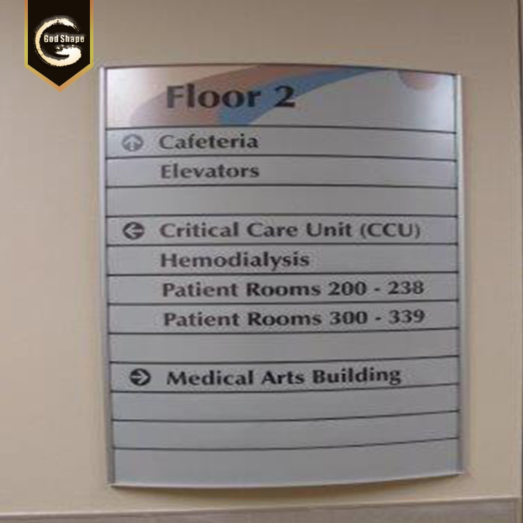 GS wall mounted aluminum Wayfinding sign board interior for building floor index information display