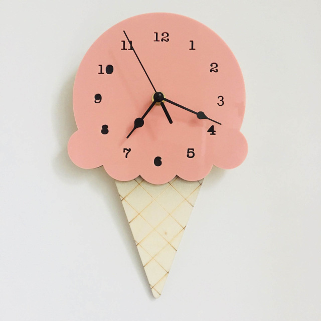 Ice Cream Wall Clocks Cartoon Mute Watch Wall Home Decor Kids Room Wall Decoration Cute Ornament Baby Gift Reloj De Pared