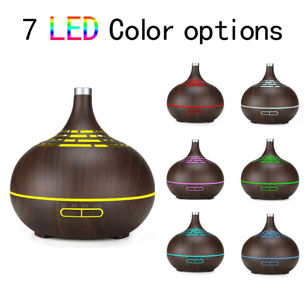 Promotional 400ML Doterra Home Air Humidifier OEM, LED Dark Wood Grain Essential Oil DIffuser