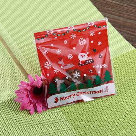 100pcs Christmas mas Santa Cookies Candy Bags Sweet Party Gift