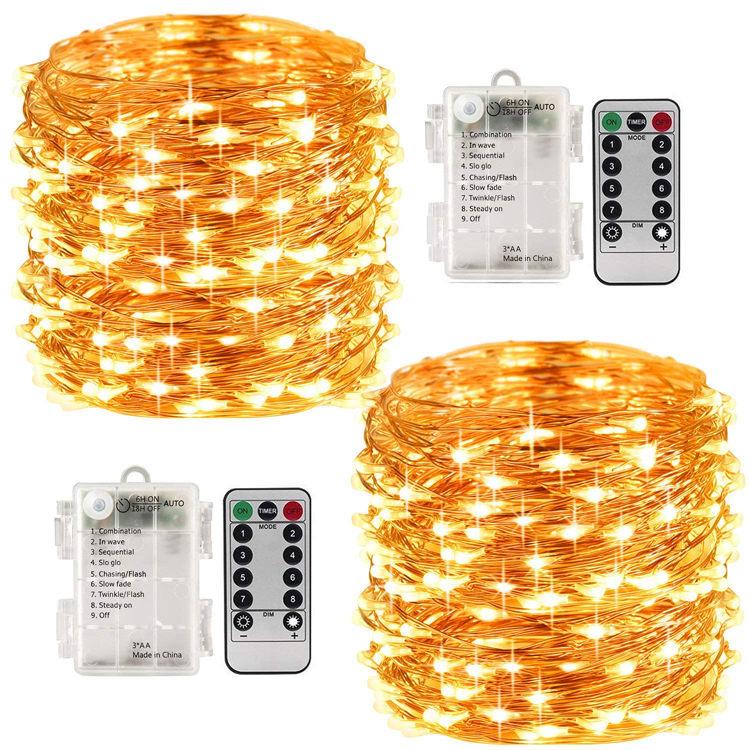 Goldmore 8 modes waterproof  remote control copper wire LED Fairy String Lights for Bedroom, Wedding, Party Decoration