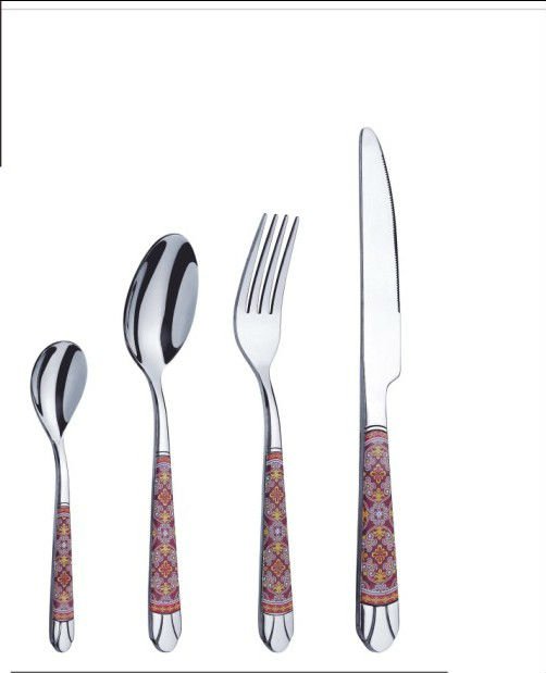 Delicate Stainless Steel cutlery set including 1 knife, 1 fork, 2 spoons