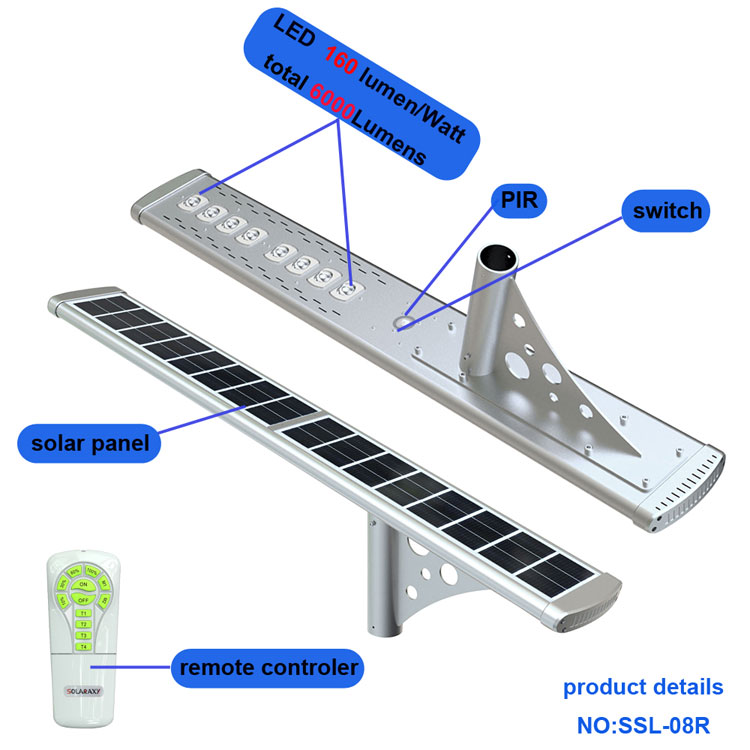 Outdoor 60W solar street lamp integrated solaire led