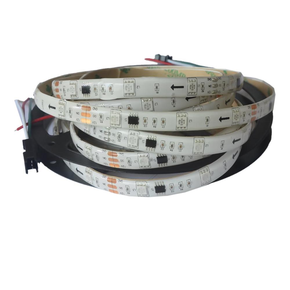 30 LEDs/M 2811 16703 Pixels Programmable Individual Addressable LED Strip light WS2811 16703  5050 RGB 12V Black LED Tape lamp