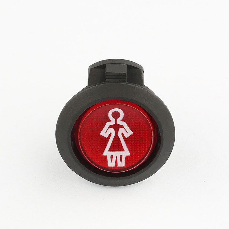 KCD8 SPST red illuminated round rocker switch