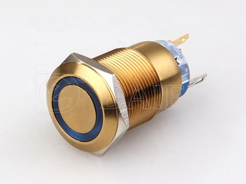 19MM Flat Button Ring Illuminate Momentary Or Latching Waterproof IP67 Metal Electronic Switches Kinds