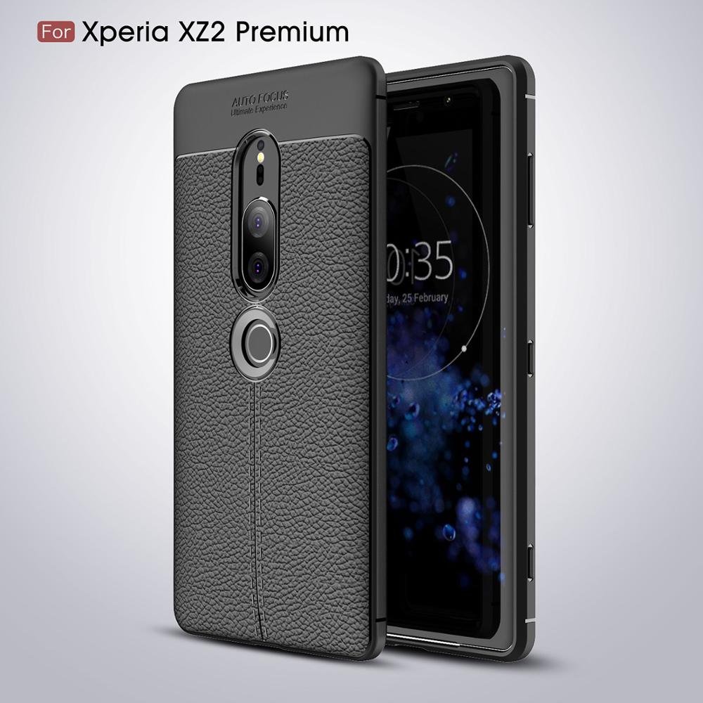 Hot Sell Litchi pattern Soft Tpu case for sony xperia xz2 premium Cover