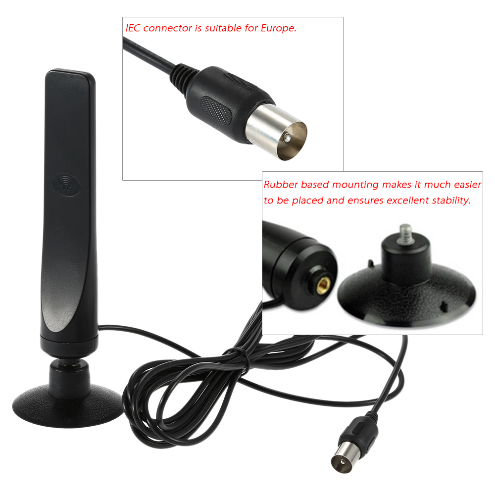 w16YG Indoor Digital TV Antenna 16dBi High Gain Full HD 1080p VHF / UHF DVB-T-Aerial F Male Connector for DTV / TV F Male