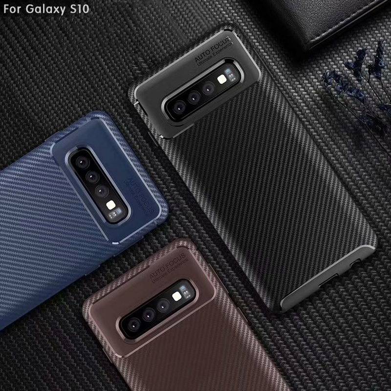 New Premium Shock Protection Carbon Fiber Skin TPU Silicone Case For Samsung galaxy S10