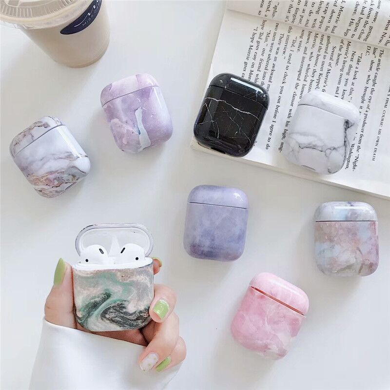 Blue Purple Gradient Marble Case for Airpods 2 or 1 , For Apple Airpod Case Cover