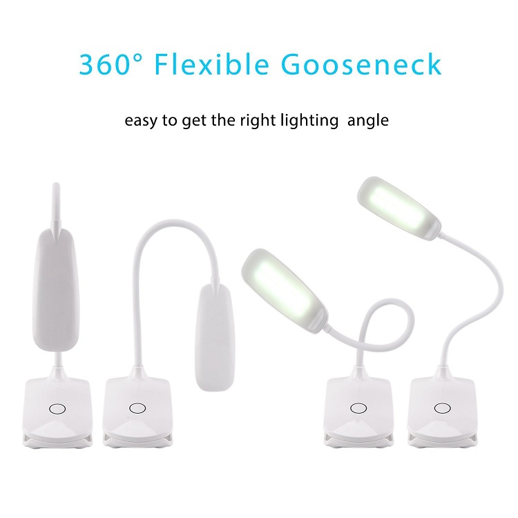 Ningbo Goldmore 18 LED Book light,Clip Rechargeable Desk Lamp with 3 Levels Brightness for Bed, Headboard, Computers