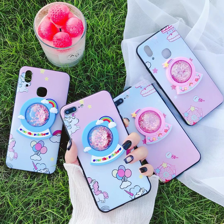 Rainbow Horse Unicorn Soft Silicone Liquid Mobile Phone Case for iPhone X 8 7 6 Plus