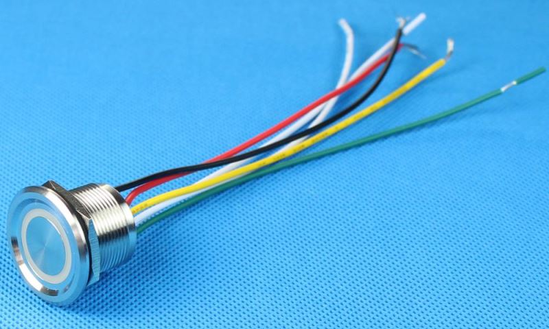 22mm Metal 120 Volt LED Lighted Piezo Switch With Wire