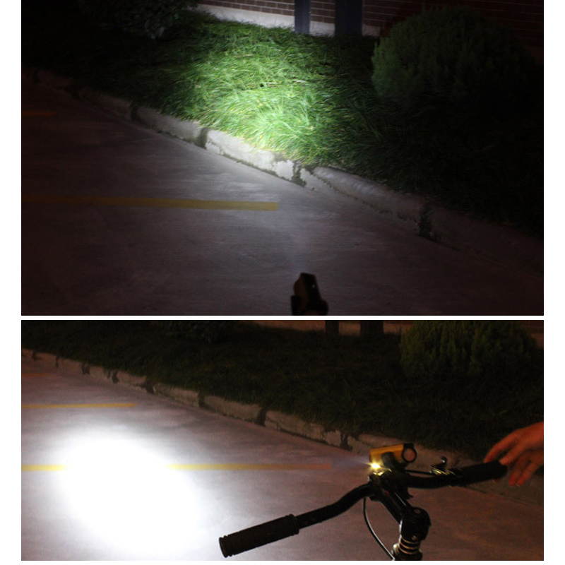 Multifunctional LED Flashlight Bike Front Light USB Rechargeable Power Bank