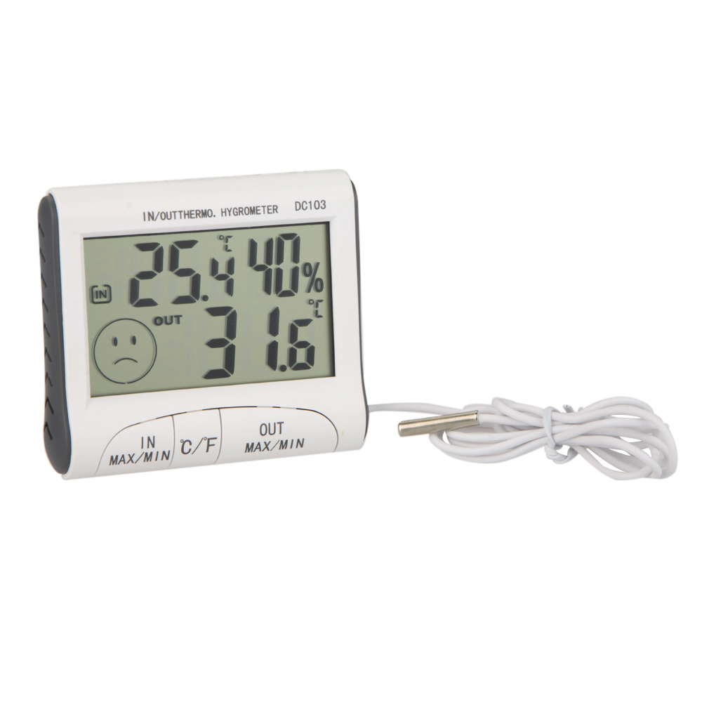 Temperature Humidity LCD Digital Thermometer Hygrometer Meter w/ Wired External Sensor DC103