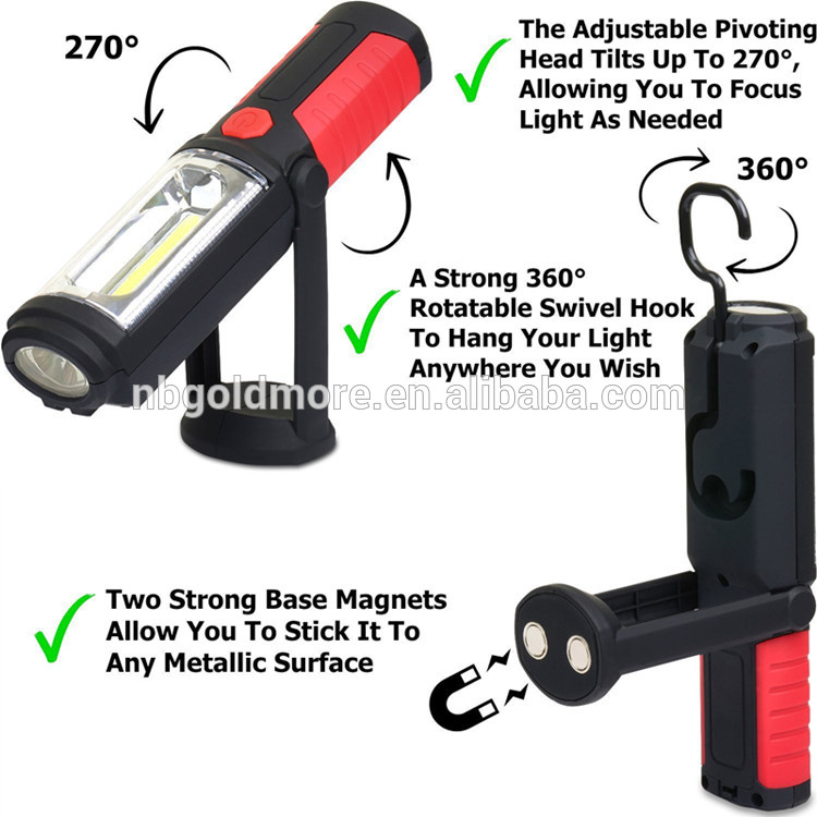 Portable Inspection Hands-free Flashlight Super Bright COB Cordless 360 Degree Rotating Hook Magnet Ultra Bright work light