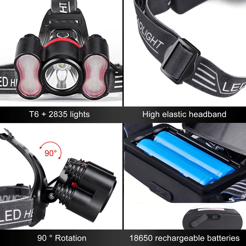 High Power Headlamp LED USB Rechargeable Led Head Torch with Sensor Light Function