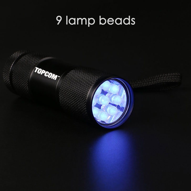 Mini 9 LED Purple Light UV Flashlight Aluminum Pocket Led UV Torch Light 395nm