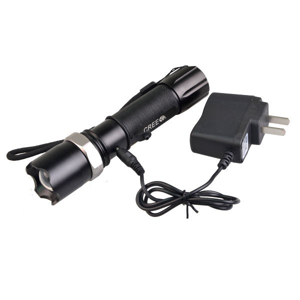 Zoom Tactical Type Flashlight Police Powerful Rechargeable Torchlight