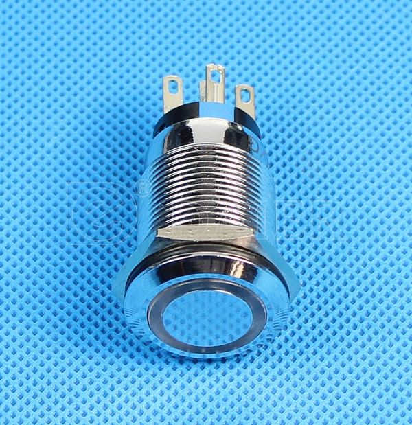 Flat Round 12V Red Ring Lighted Push Button Switch Piano Switch