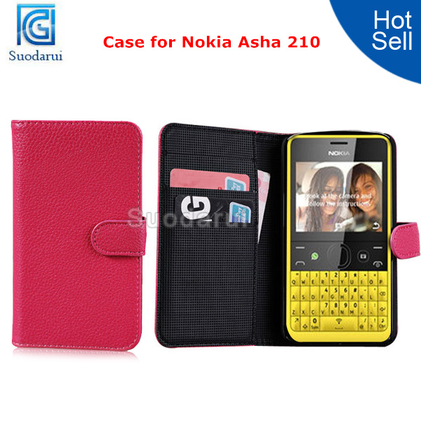 Wallet Leather Case For Nokia Asha 210 Cover Credit Card Slots Pouch