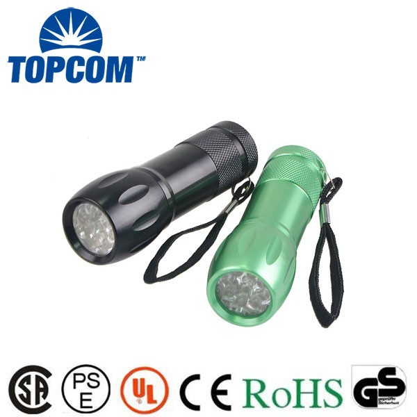 Mini 9 LED Light Colorful Aluminum Mini LED Flashlight