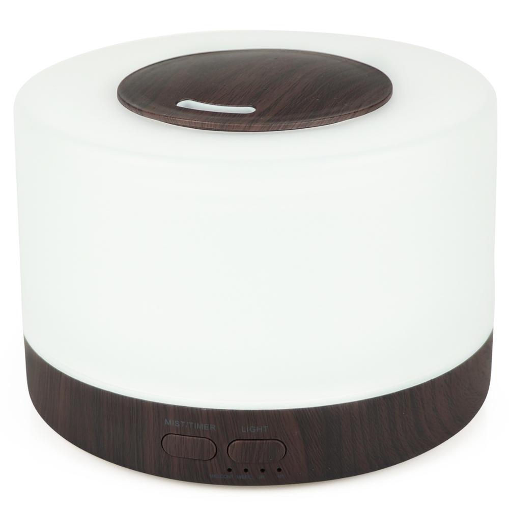 500ml Large Capacity Dark Wood Grain Essential Oil Diffuser Cool MIst Humidifier for Aromatherapy Massage and Spa